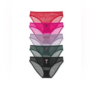 Victoria's Secret 5-Pack Dotted-Mesh Bikini Panties